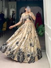 Cream Colour Tussar Silk Wedding Wear Lahenga With Blouse And Koti NNK1129

